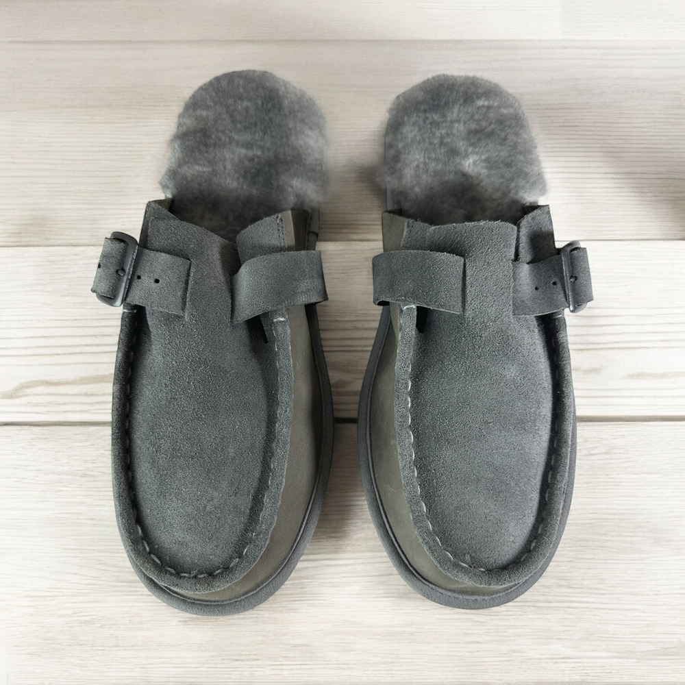 LL Bean Wicked Good Slipper Scuffs Shearling Lined Suede Leather Men's Size 10 - Picture 14 of 14